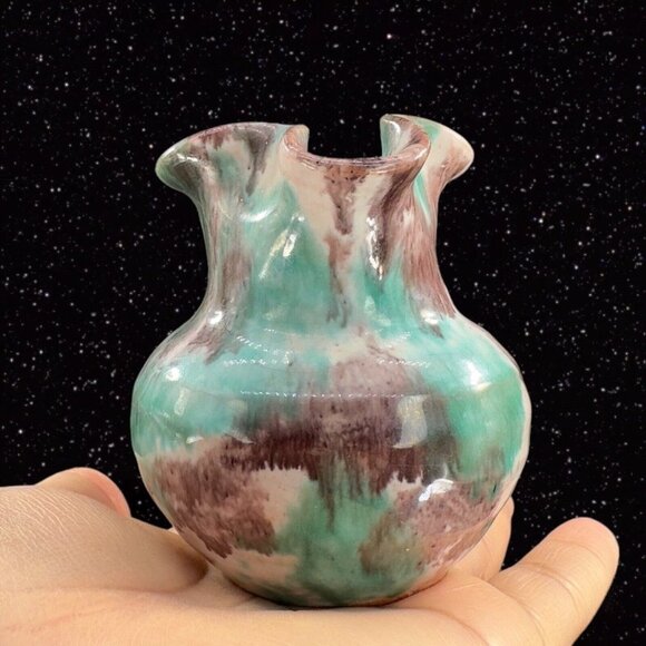 Italian Art Pottery Miniature Pitcher Carafe Ceramic Pottery Hand Painted Italy - Picture 10 of 12